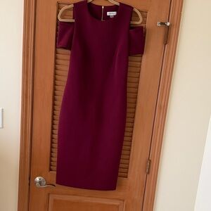 Calvin Klein Burgundy Cold-Shoulder Midi Dress